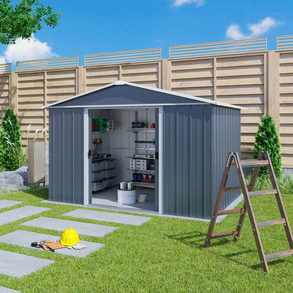 Yardmaster 10 x 8ft Castleton Anthracite Apex Metal Storage Shed Image 3