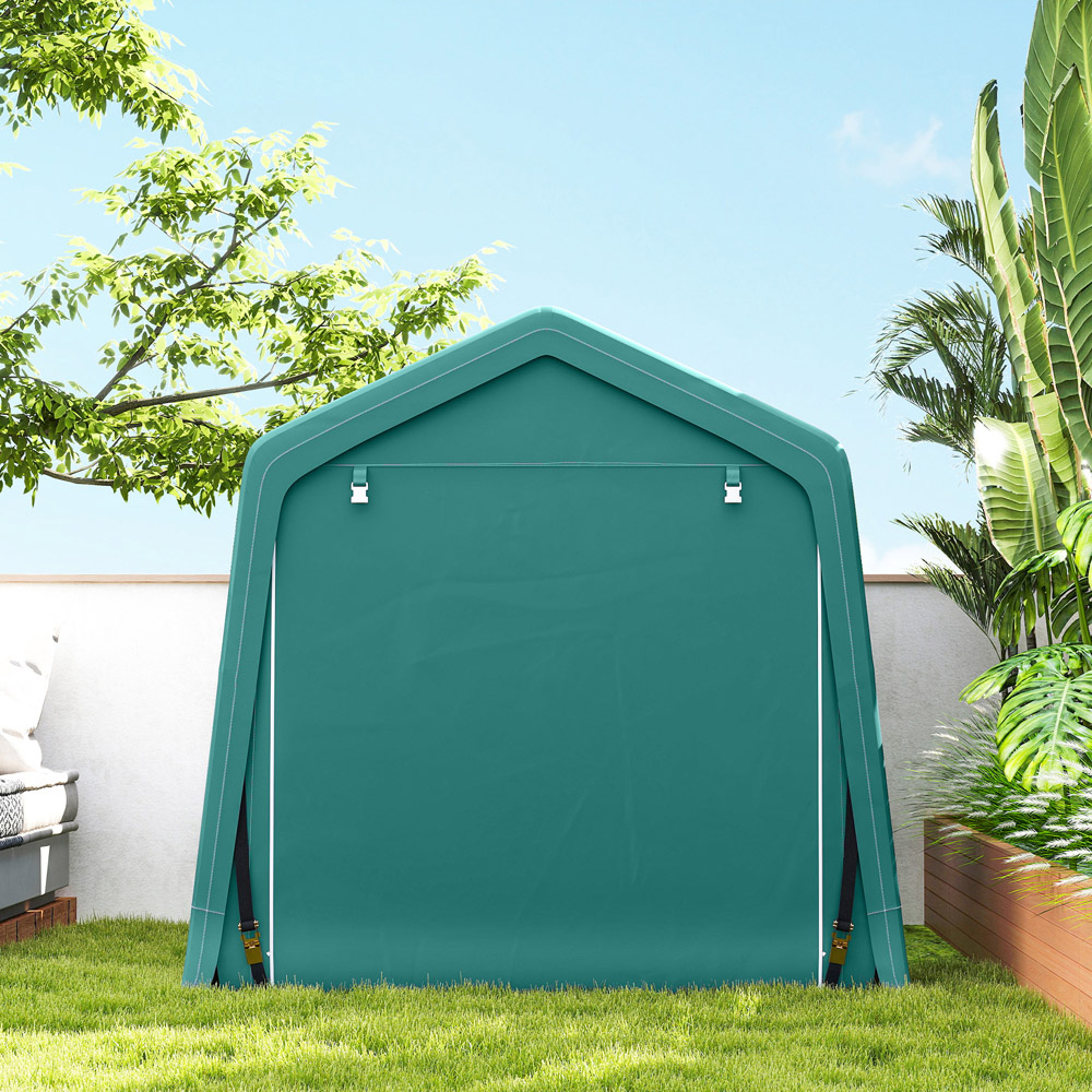Outsunny 8 x 6.5ft Green Garden Storage Shed with Zipper Doors Image 5