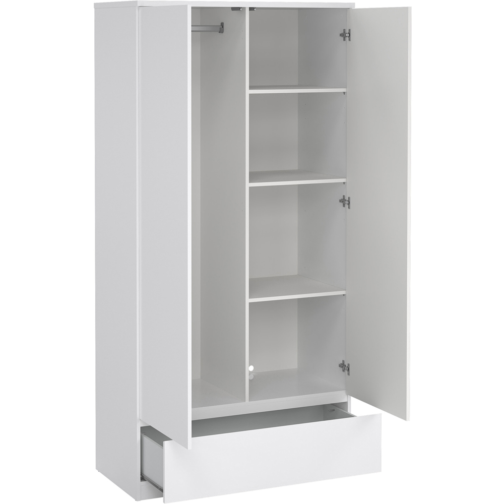 Florence 2 Door Single Drawer White High Gloss Wardrobe Image 4