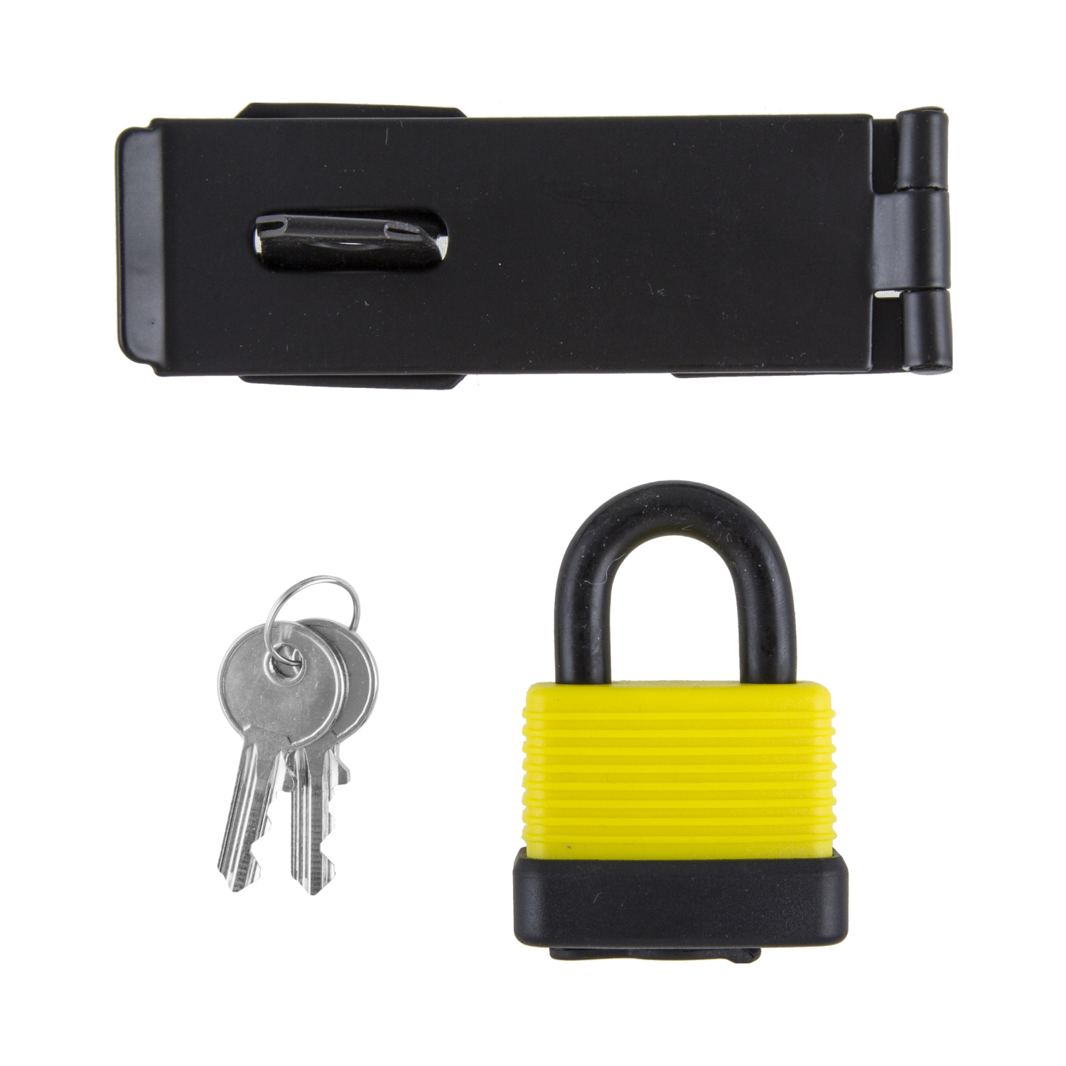 Hiatt Yellow Safety Hasp and Weatherproof Padlock Image 2