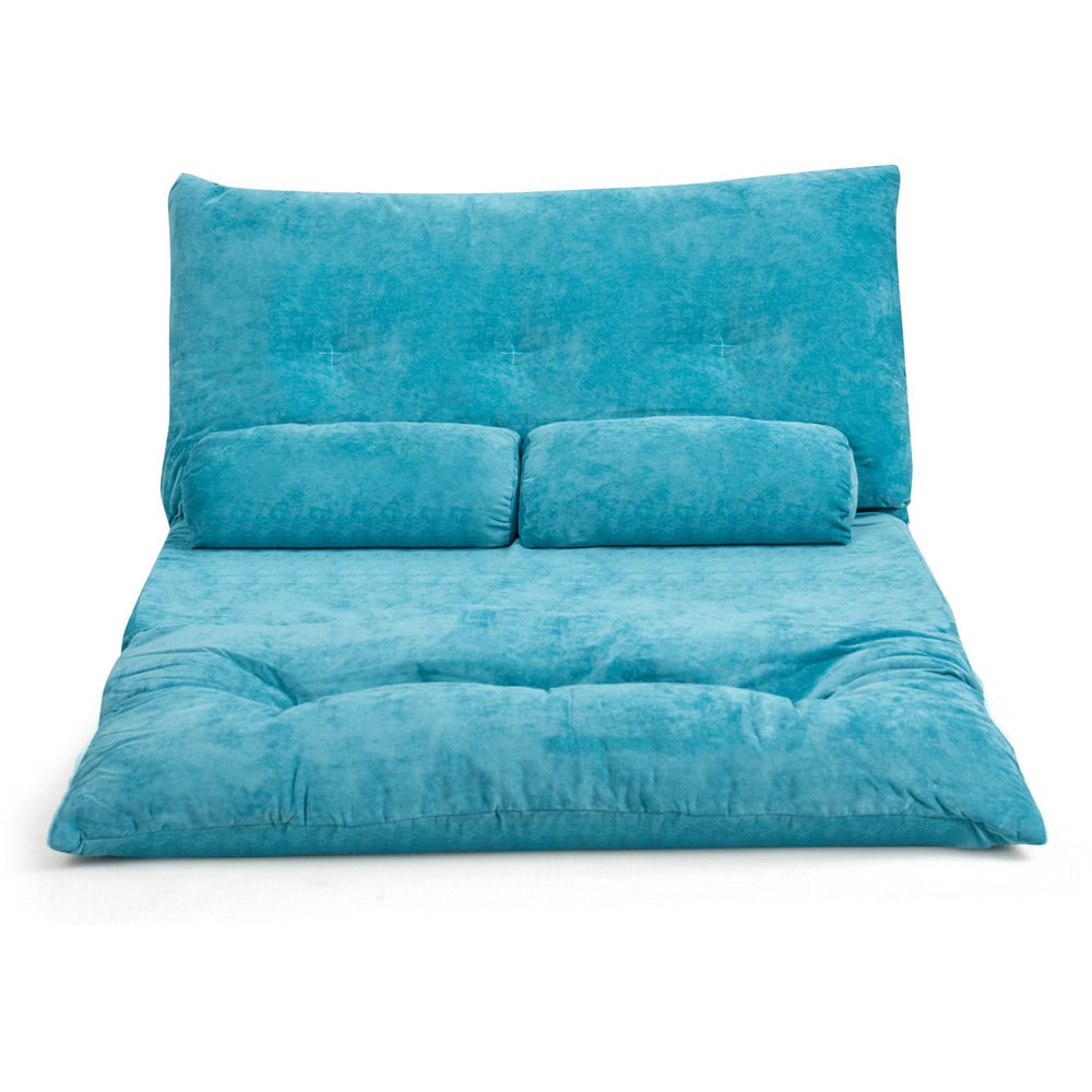 Costway Blue Convertible Floor Sofa Bed with Waist Pillows Image 3