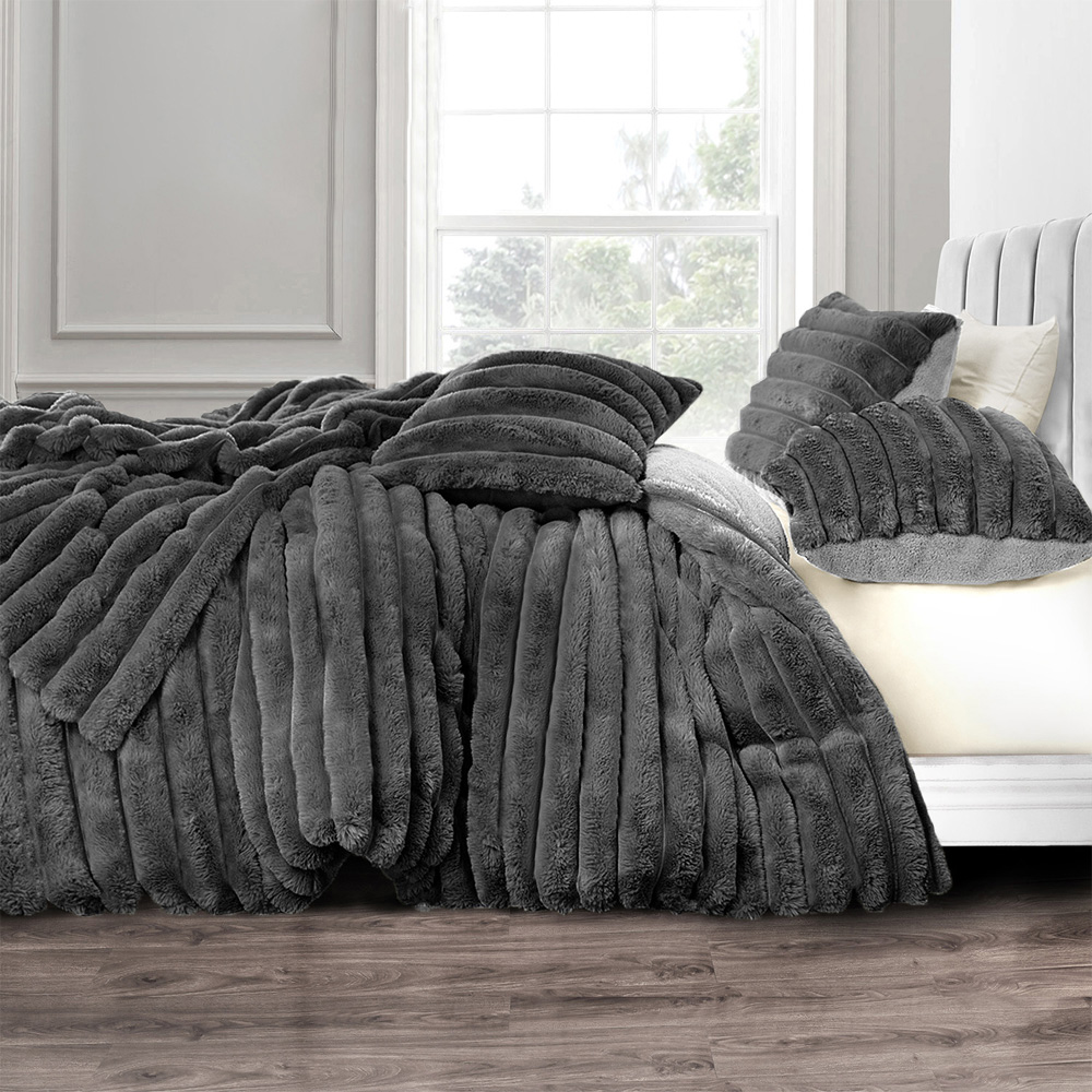 Velosso Single Charcoal Jumbo Cord Duvet Set Image 1