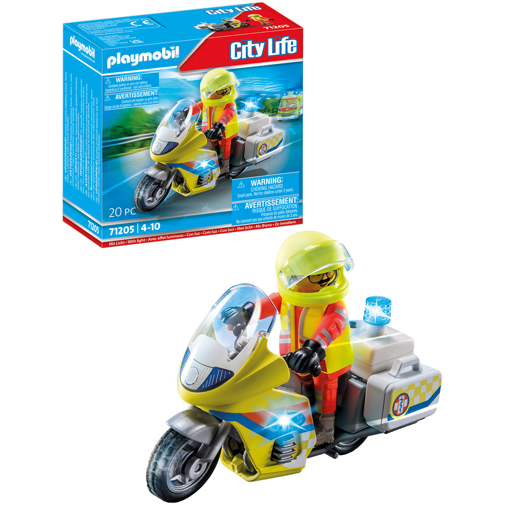 Playmobil Rescue Motorcycle with Flashing Light Playset 20 Piece Image 4