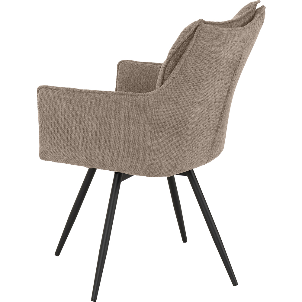 Seconique Lewis Set of 2 Fawn Fabric Carver Swivel Dining Chair Image 4