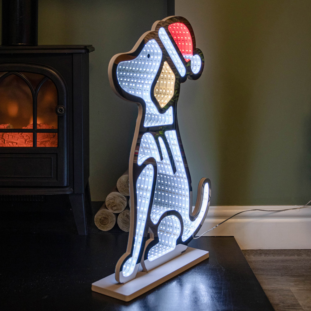 Samuel Alexander Light Up Sitting Dog in Santa Hat Infinity Christmas Decoration 60cm Image 3