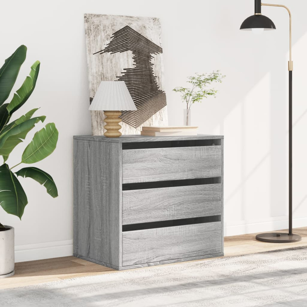 vidaXL 3 Drawer Grey Sonoma Oak Chest of Drawers Image 8