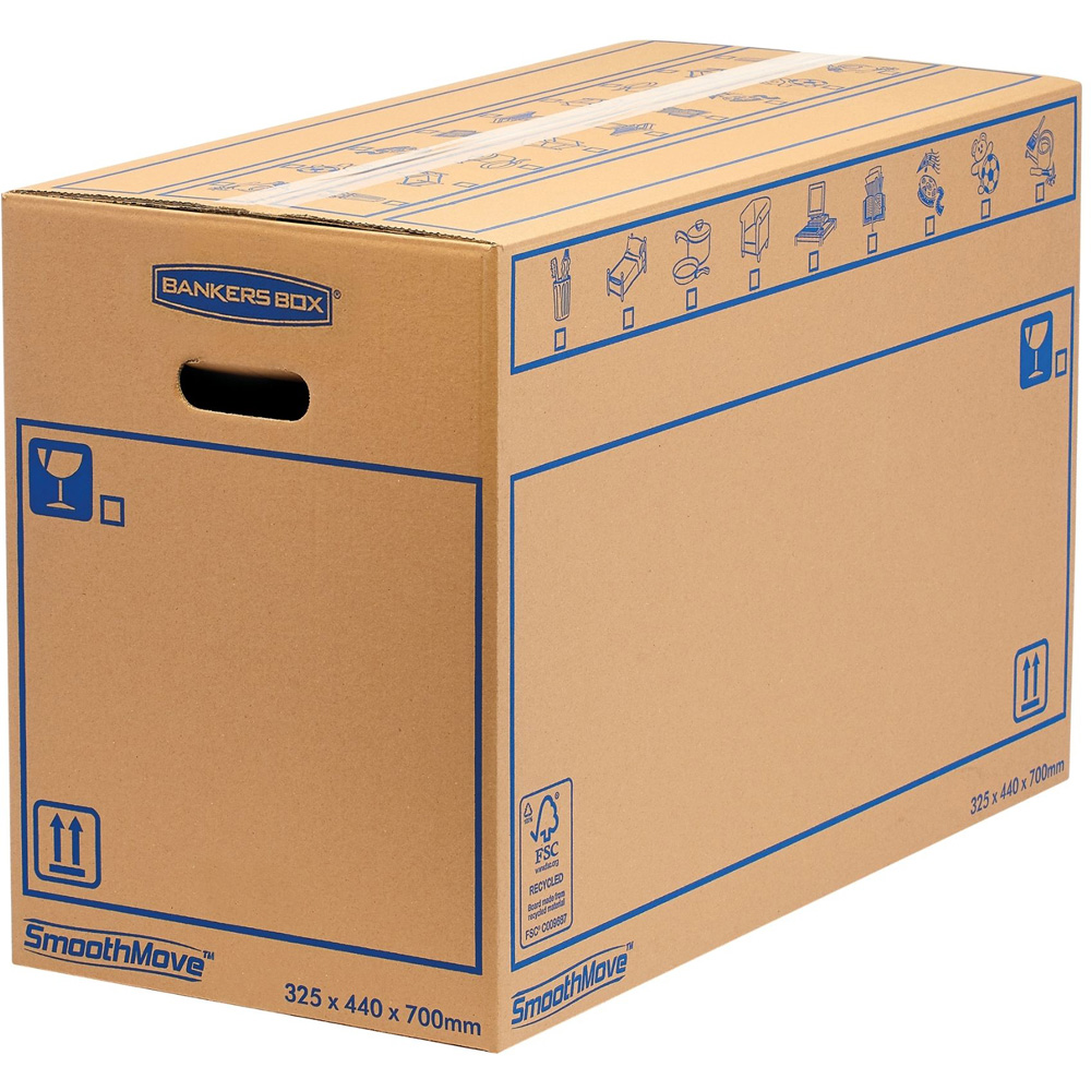 Fellowes SmoothMove 100L Standard Cardboard Box 5 Pack Image 1
