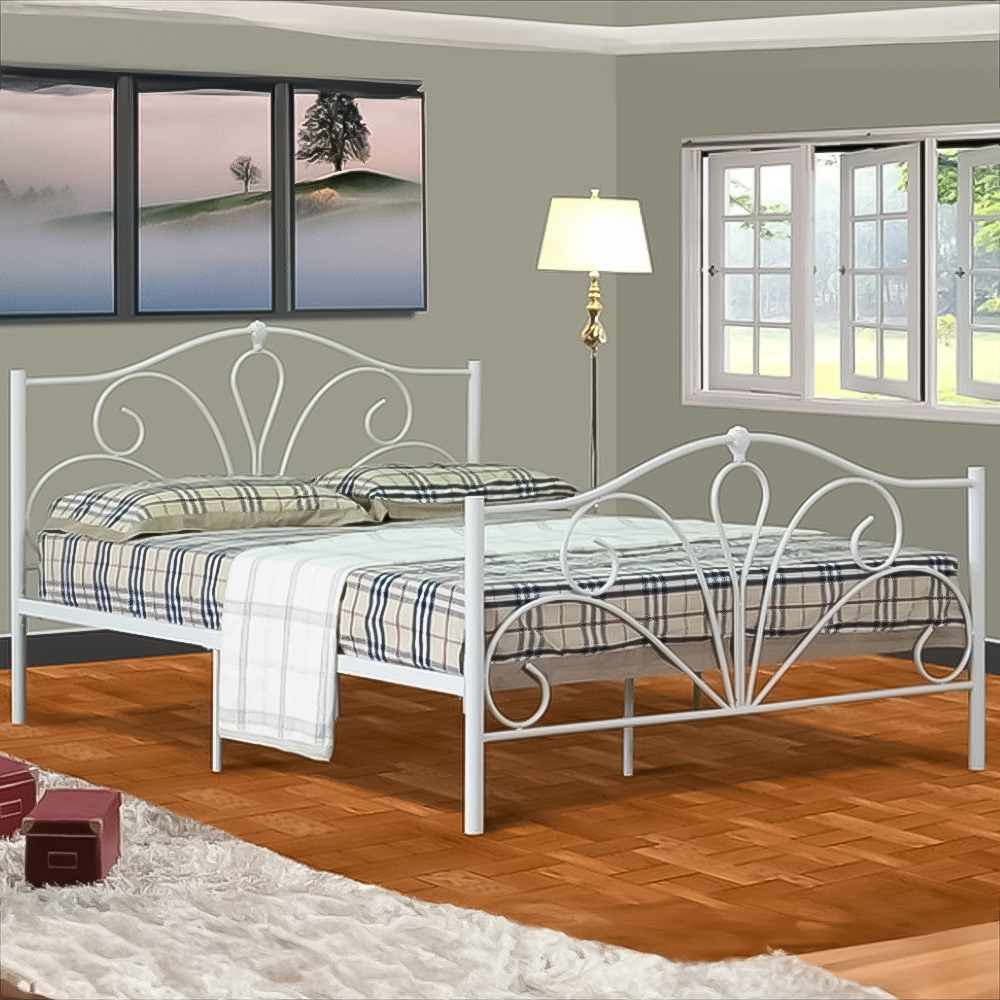 Brooklyn Small Double Ivory Metal Bed Frame Image 1