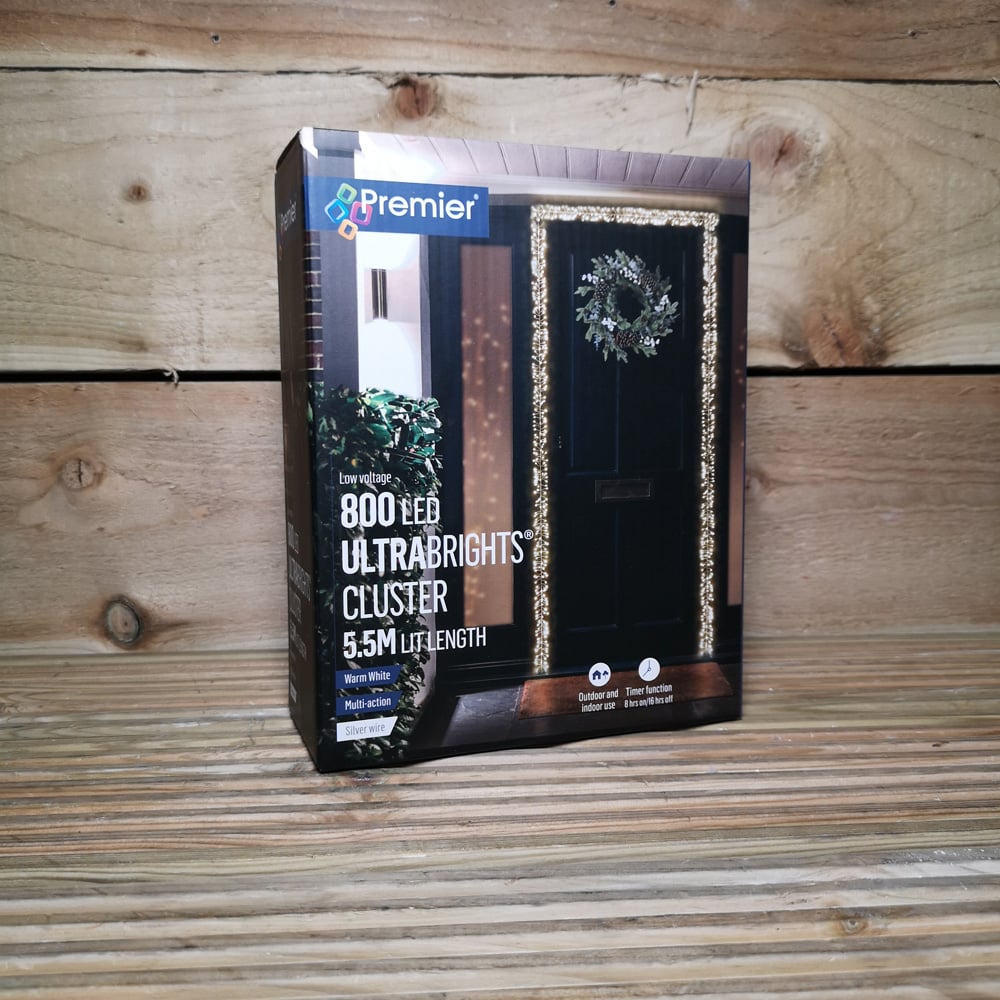 Premier UltraBrights 800 Warm White LED Silver Pin Wire Cluster Light 5.5m Image 7