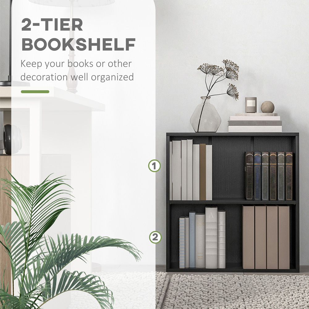 Portland 2 Shelf Black Bookcase Image 7