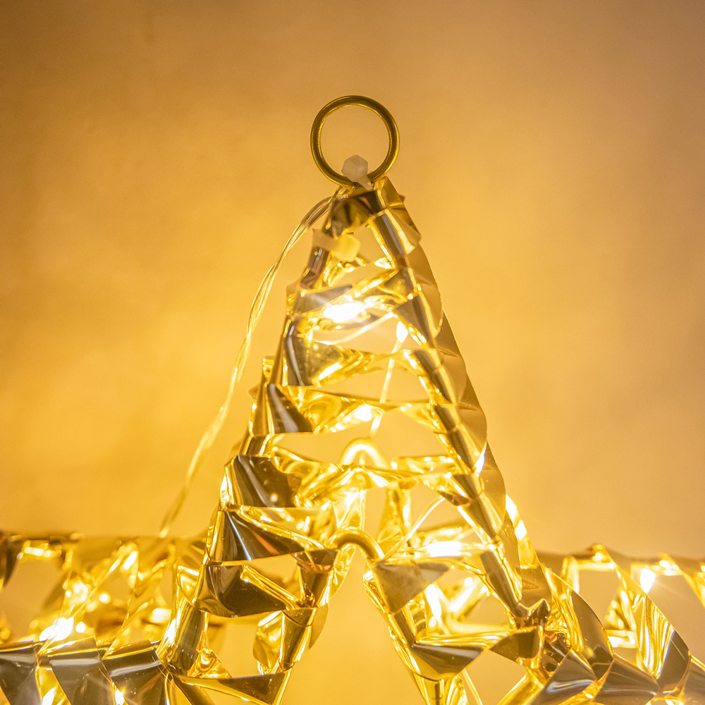 The Christmas Centre 80 Warm White LED Pre-Lit Gold Laser Light-Up Star 30cm Image 3