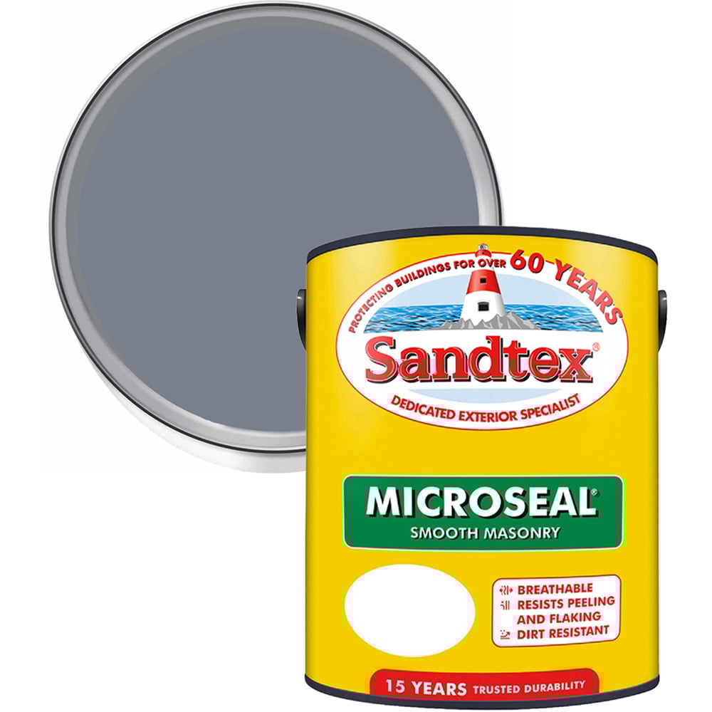 Sandtex Retail Vermont Grey Microseal Masonry Paint 5L Image 1