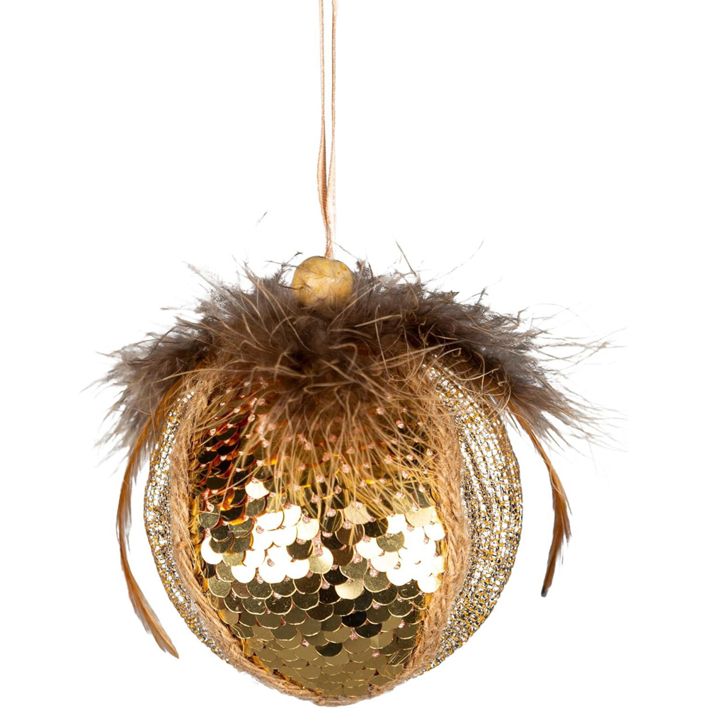 Shatchi Gold Sequin Bauble 3 Pack Image 1