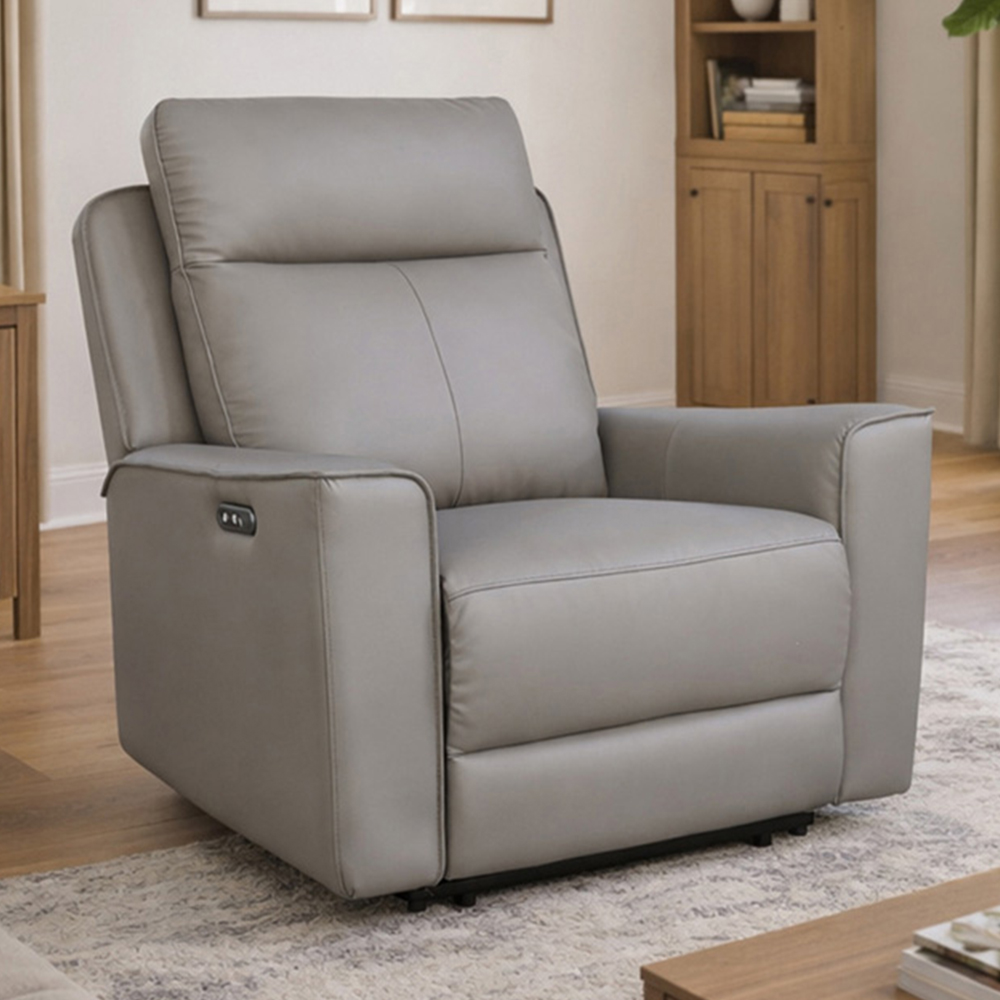 Aspire Elmhurst Elephant Leather Power Recliner Armchair with USB and USB-C Charging Image 1