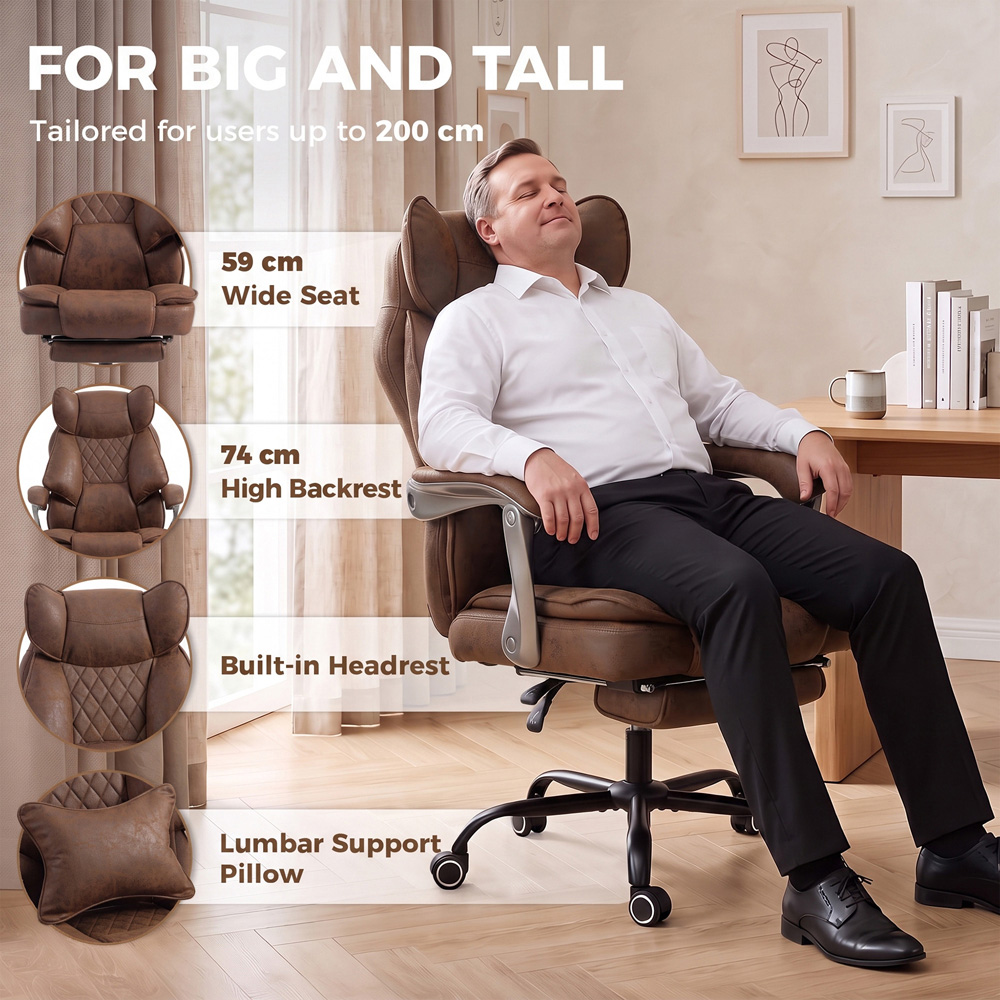 HOMCOM Dark Brown Big and Tall Office Chair with Lumbar Support Image 5