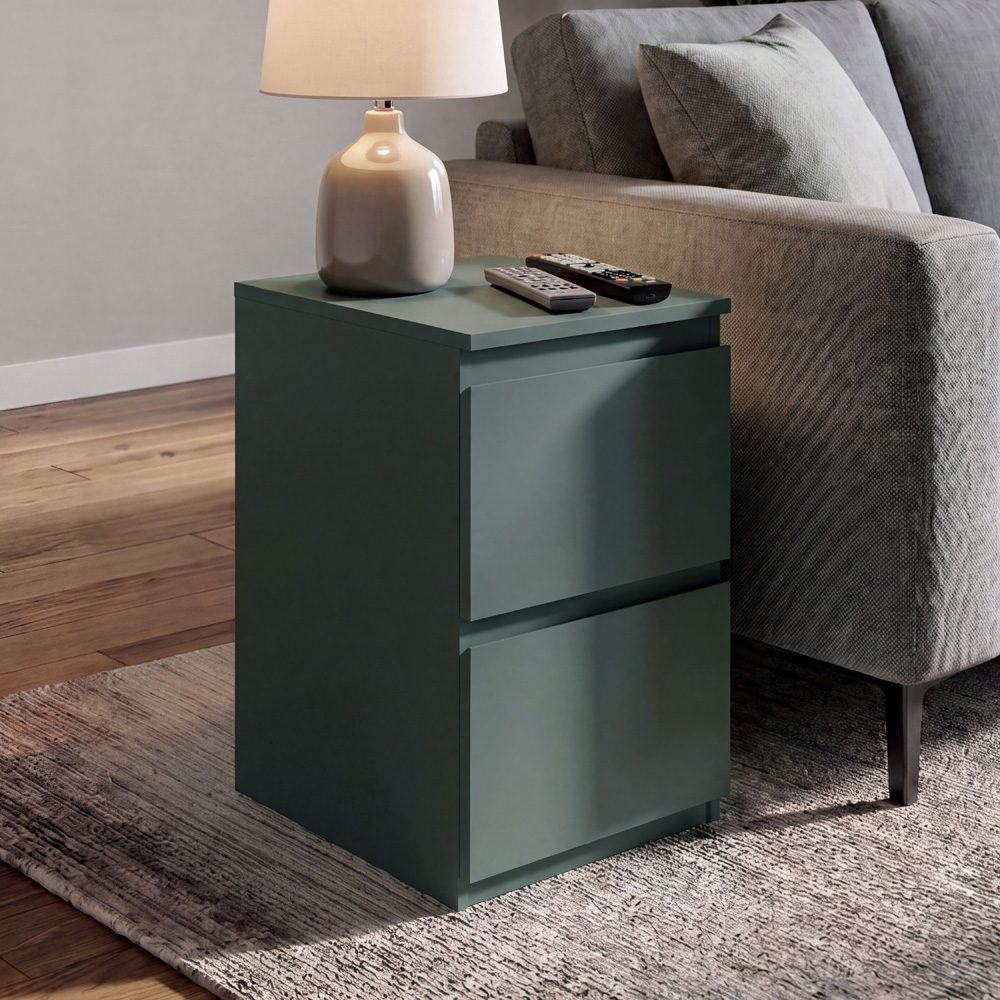 VIDA DESIGNS Denver 2 Drawer Green Bedside Cabinet Set of 2 Image 3