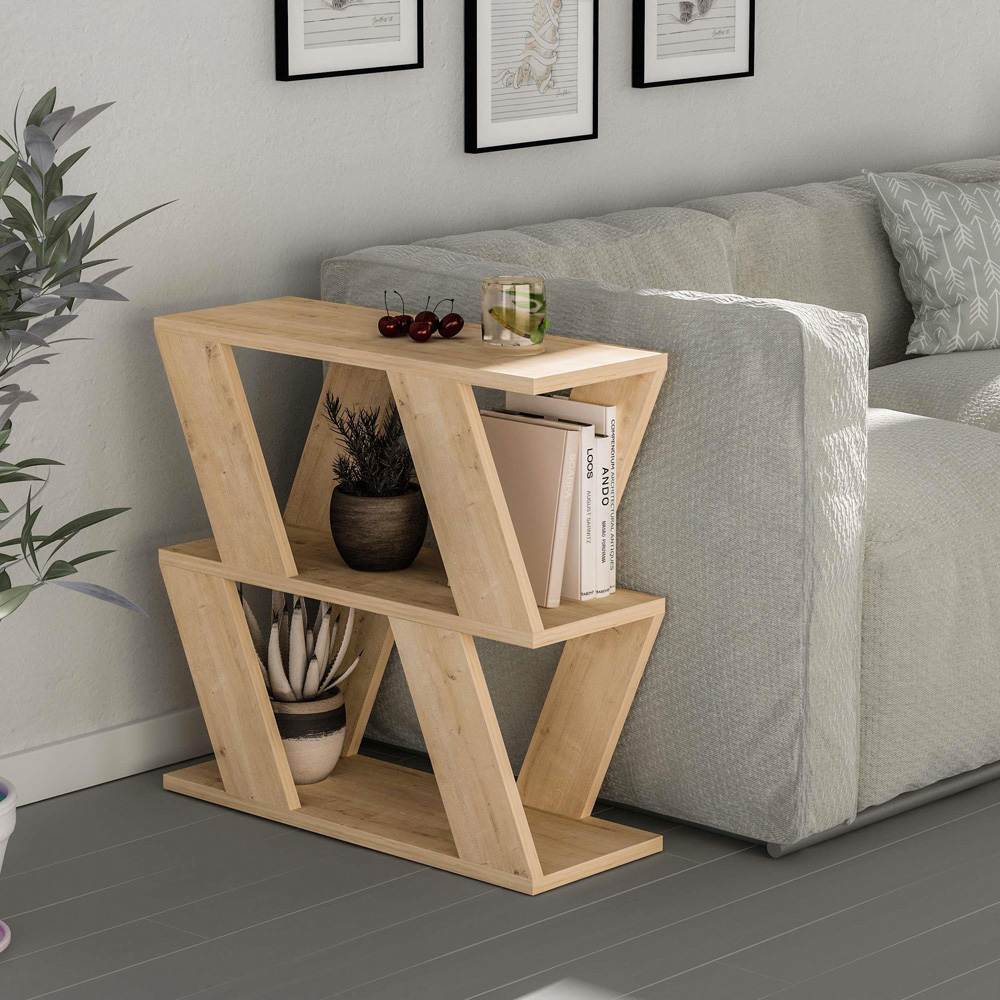 Decortie Lazena 2 Shelf Oak Side Table Image 4