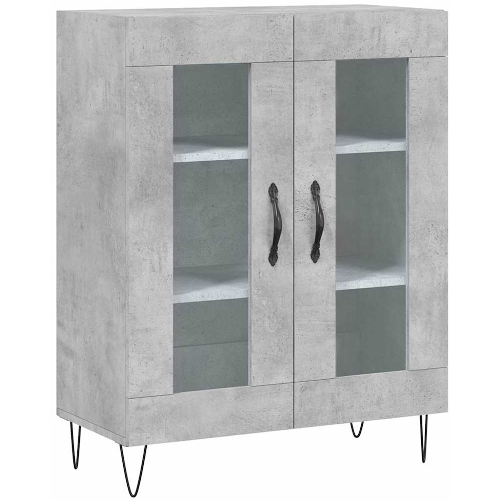 vidaXL 2 Glass Door 3 Shelf Concrete Grey Highboard Image 7