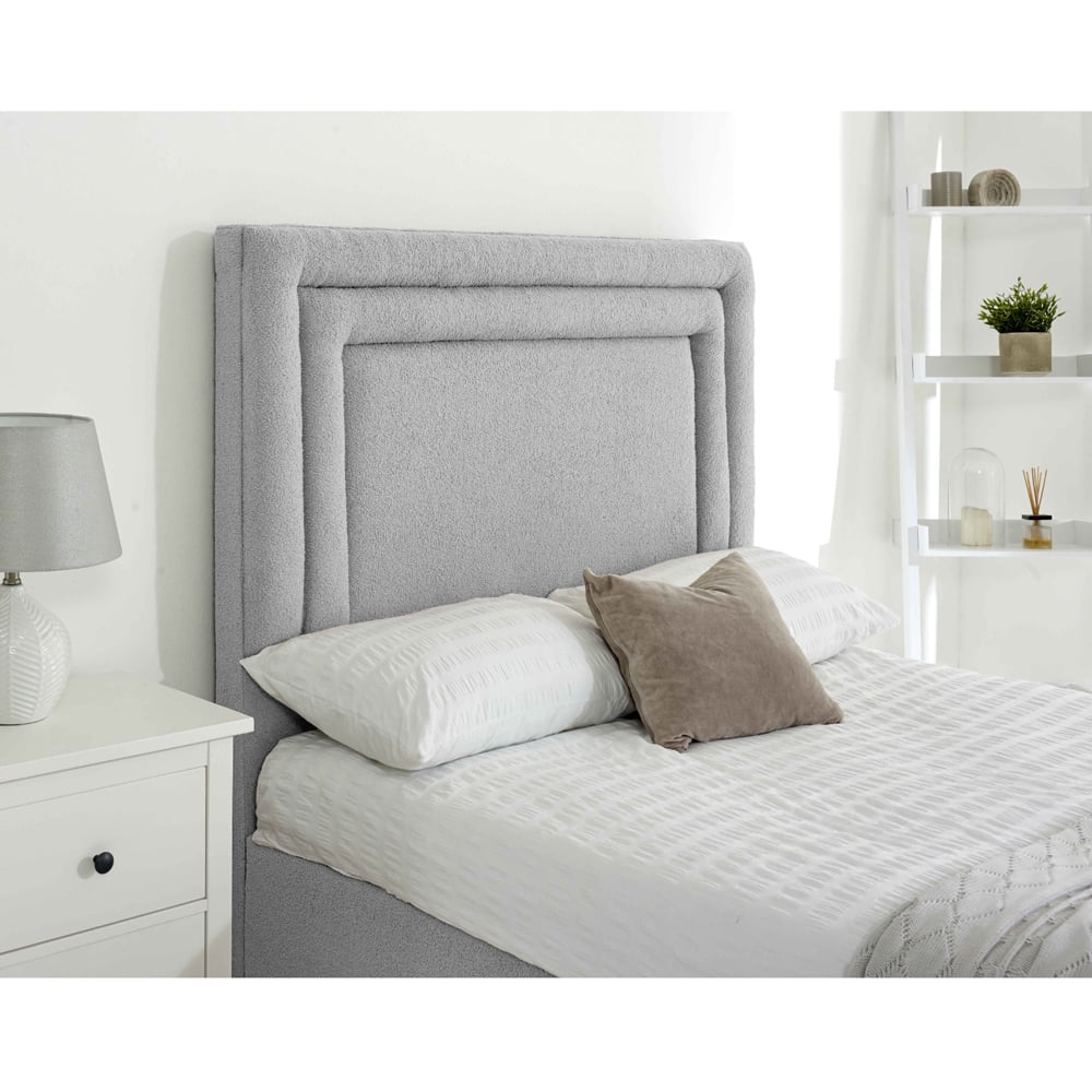 Eleganza Santiago Single Silver Arlington Fabric Bed Frame with Boxed Headboard Image 2