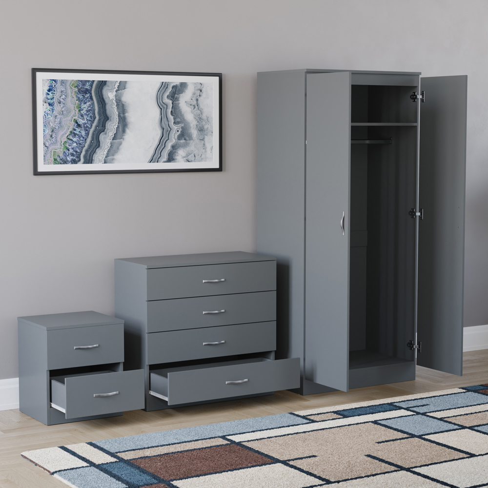VIDA DESIGNS Riano Grey 3 Piece Bedroom Furniture Set Image 4