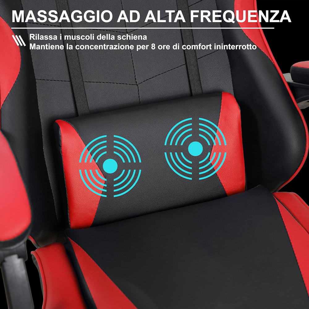 Alivio Red and Black Ergonomic Swivel Gaming Chair with Footrest and Lumbar Support Image 8