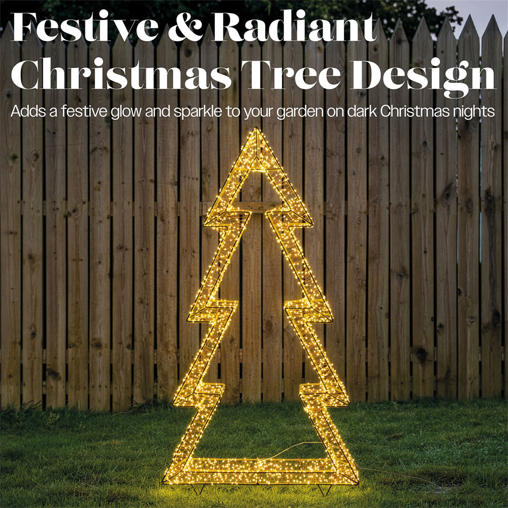 Xmas Haus 3600 Warm White Micro LED Gold Metal Christmas Tree Silhouette 50cm Image 3
