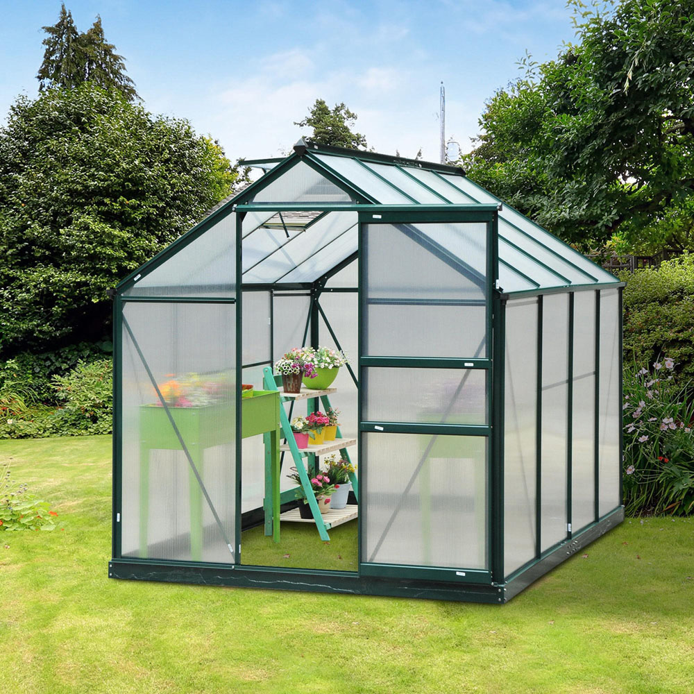 Outsunny 6 x 8ft Green Polycarbonate Greenhouse Image 2