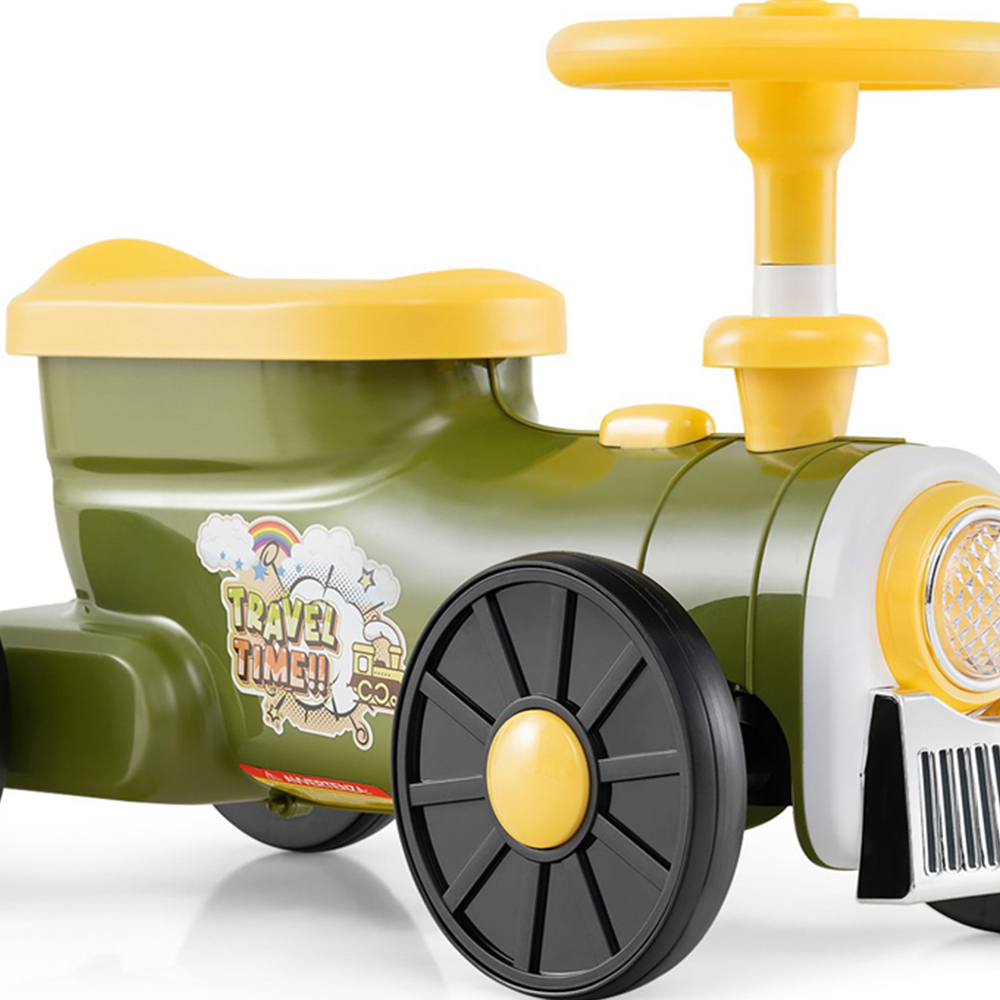 Costway Kids Green Ride On Push Car Train with Sound Button and Storage Compartment Image 4