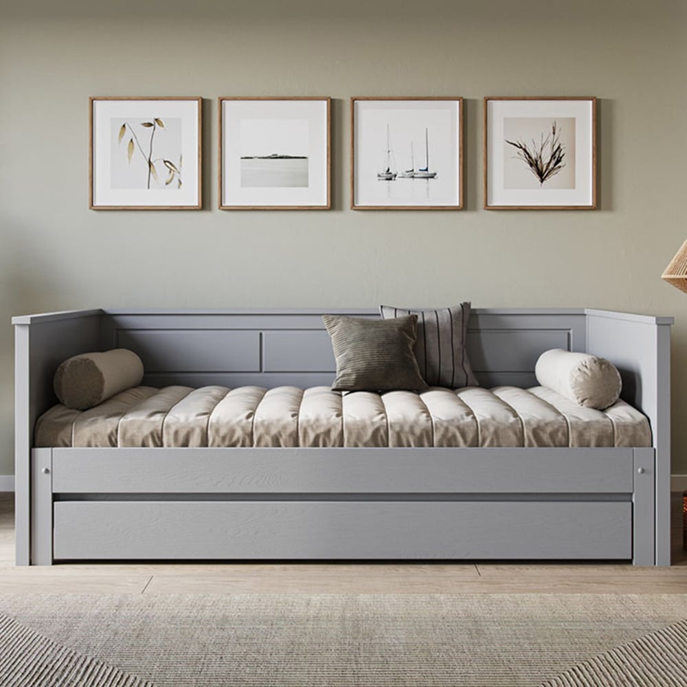 Noomi Erika Single Continental Grey Extending Guest Bed with Underbed Drawer Image 1