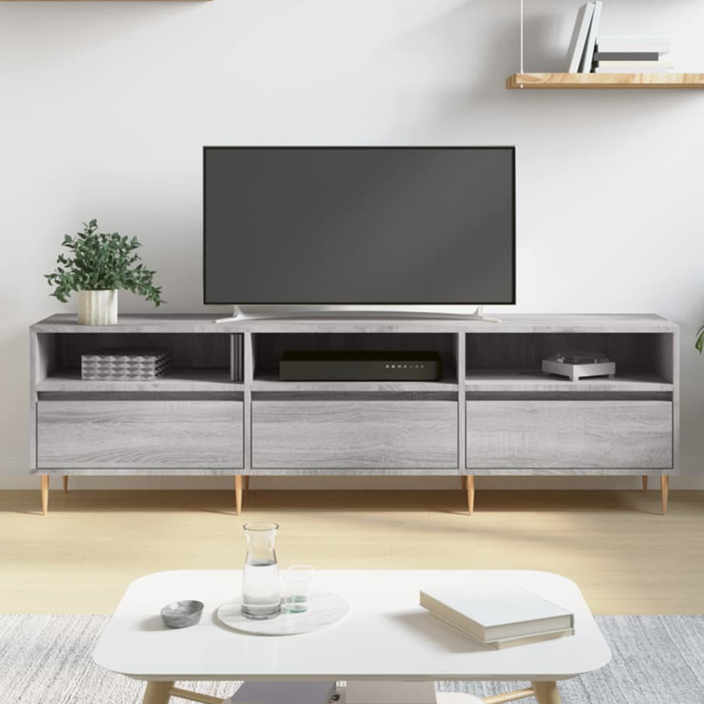 vidaXL 3 Door 3 Shelf Grey Sonoma TV Cabinet Image 1