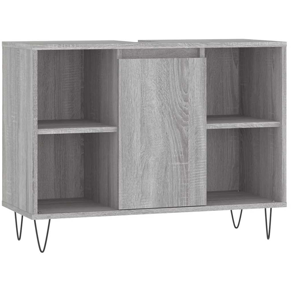 vidaXL Single Door 4 Shelf Grey Sonoma Freestanding Under Sink Bathroom Cabinet Image 2