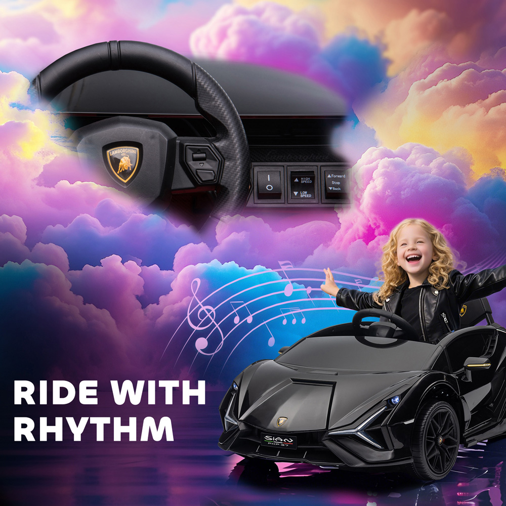 HOMCOM Kids Black Licensed Lamborghini SIAN Ride-On Electric Car with Remote Control 12V Image 8