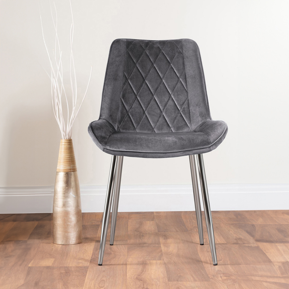 Furniturebox Arona Cesano Marble Effect 6 Seater Dining Set White Chrome and Grey Image 3