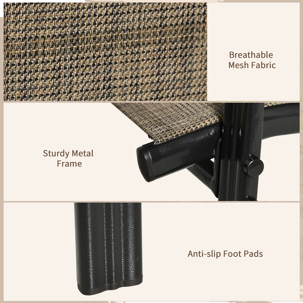 Outsunny Set of 4 Mixed Brown Mesh Stackable Garden Dining Chairs Image 6