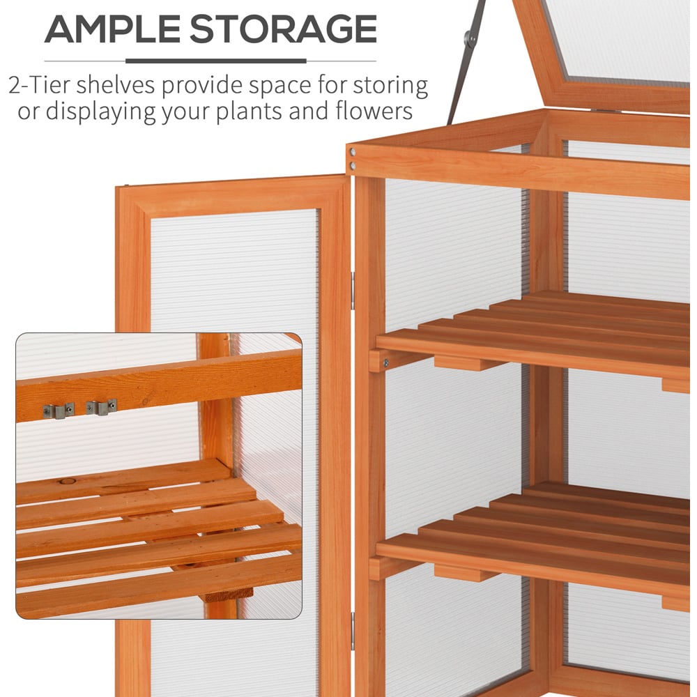 Outsunny 3 Tier Orange Wooden Polycarbonate Cold Frame Image 6