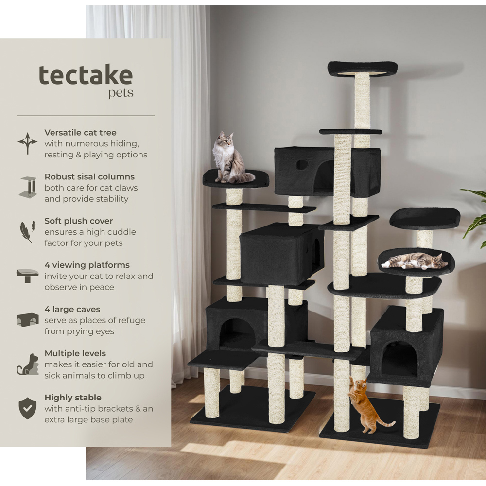 tectake Black Entissar Cat Tree 214cm Image 6