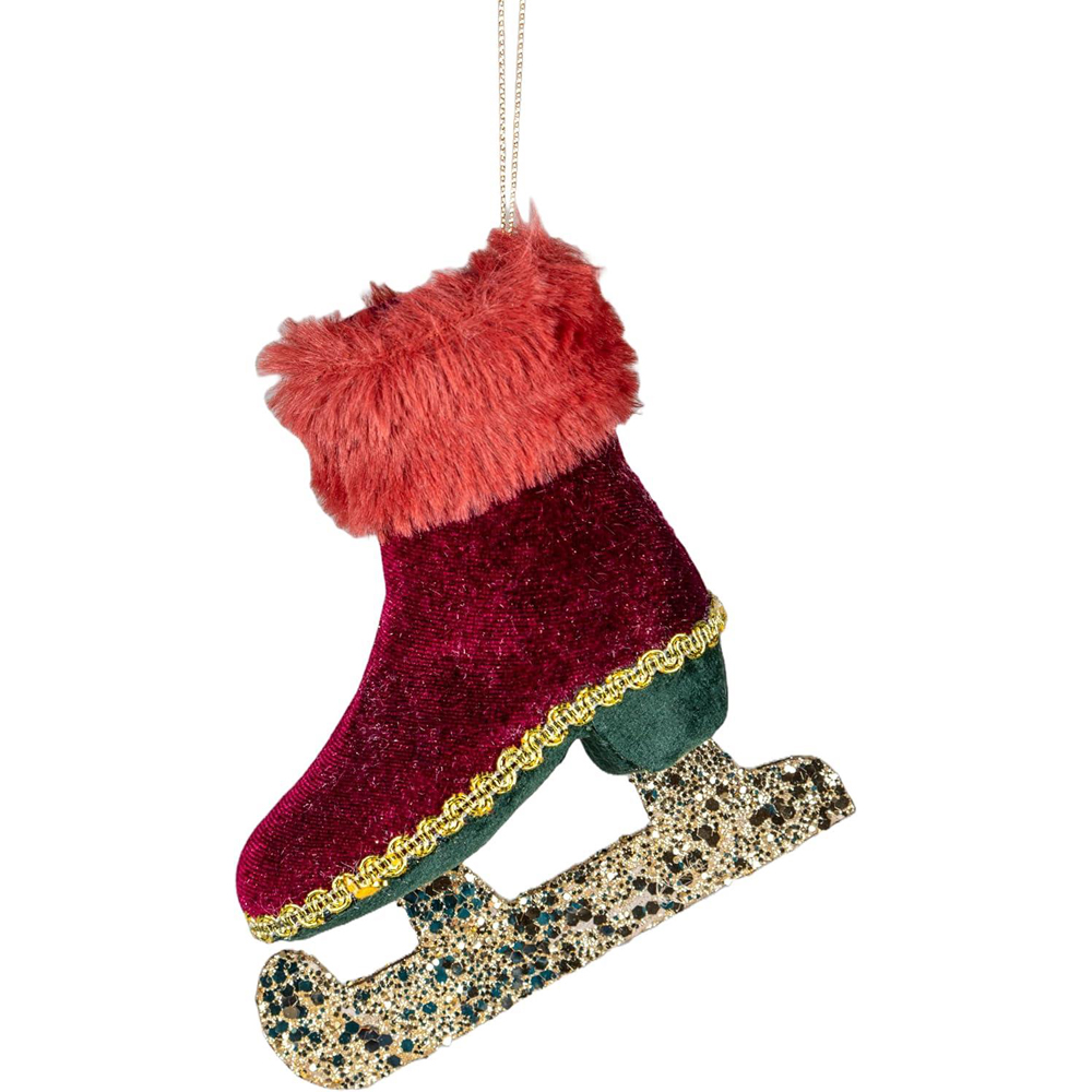 Shatchi Burgundy Ice Skate Hanging Christmas Decoration Image 1