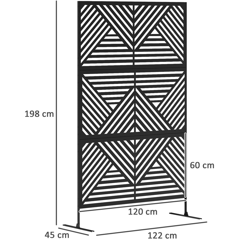 Outsunny Rhombus Black Outdoor Divider Privacy Panel with Stand Image 9