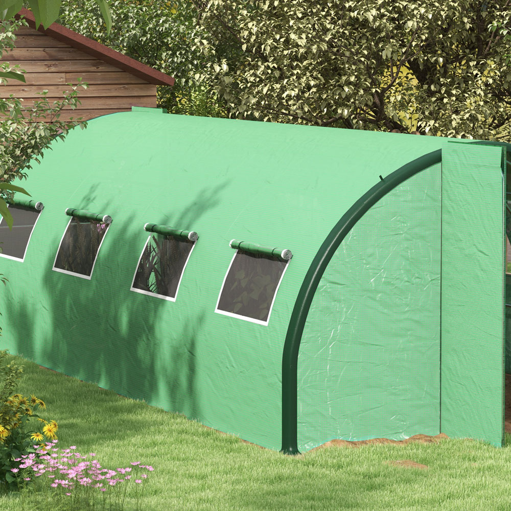 Outsunny Grey Polyethylene 19 x 9ft Walk-in Polytunnel Greenhouse Image 3