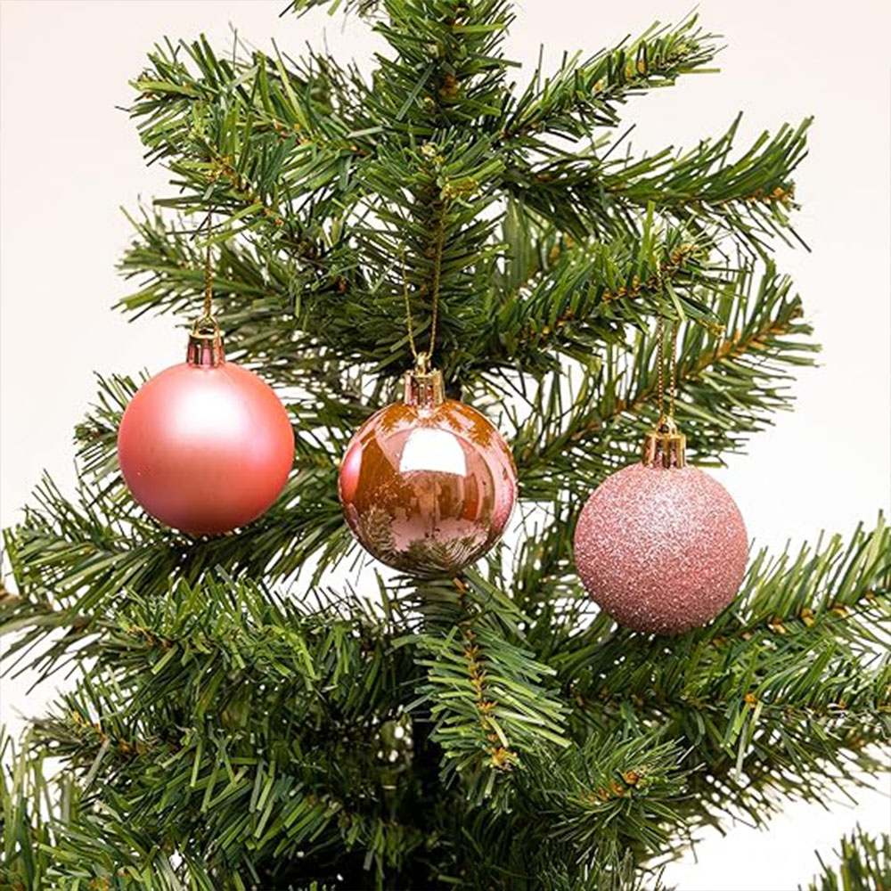 Shatchi 10cm Pale Pink Shatterproof Christmas Bauble 6 Pack Image 3