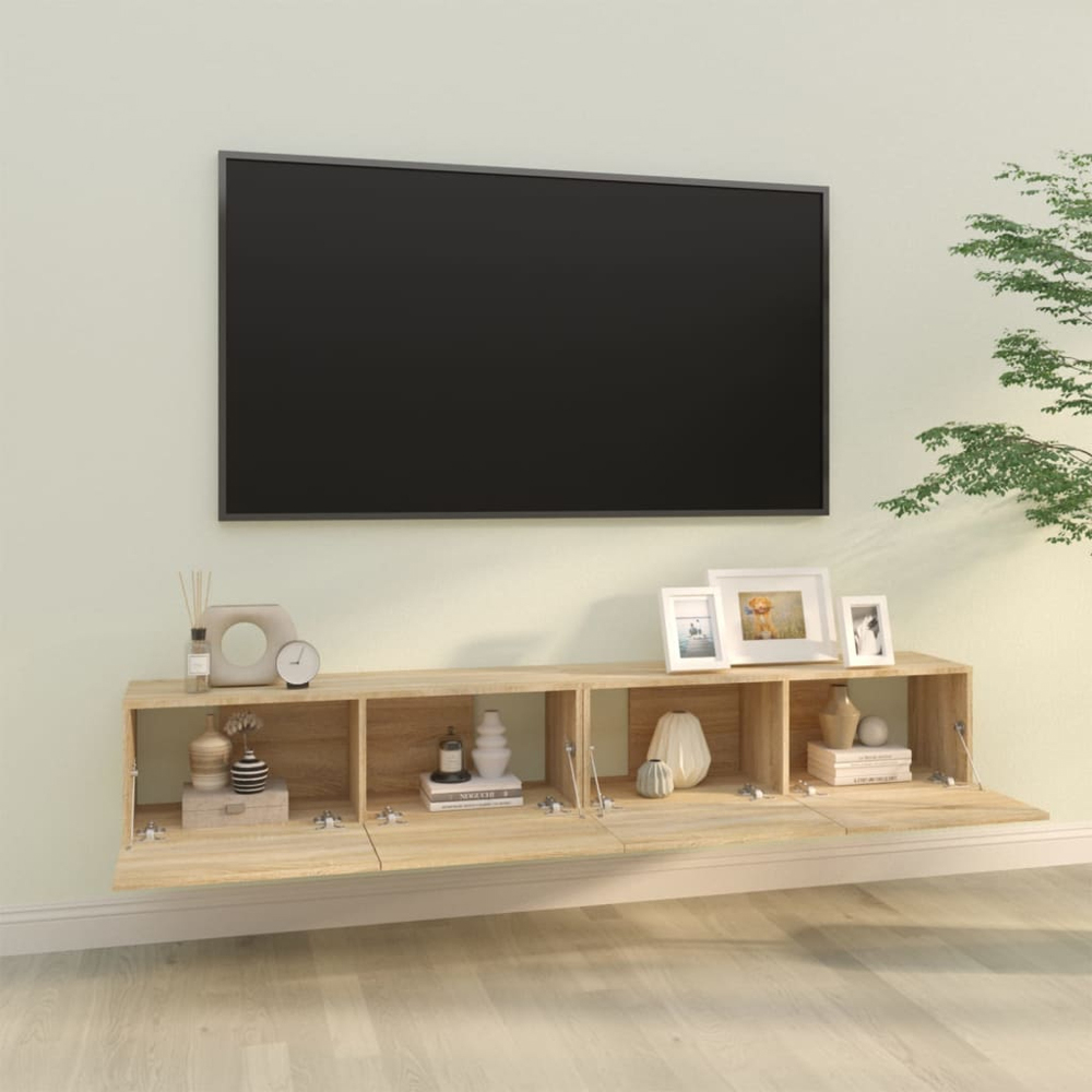 vidaXL 2 Door Sonoma Oak Wall Mounted TV Cabinet Set of 2 Image 3