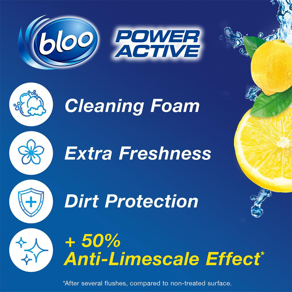 Bloo Power Active Lemon Anti Limescale Toilet Rim Block 50g 24 Pack Image 5