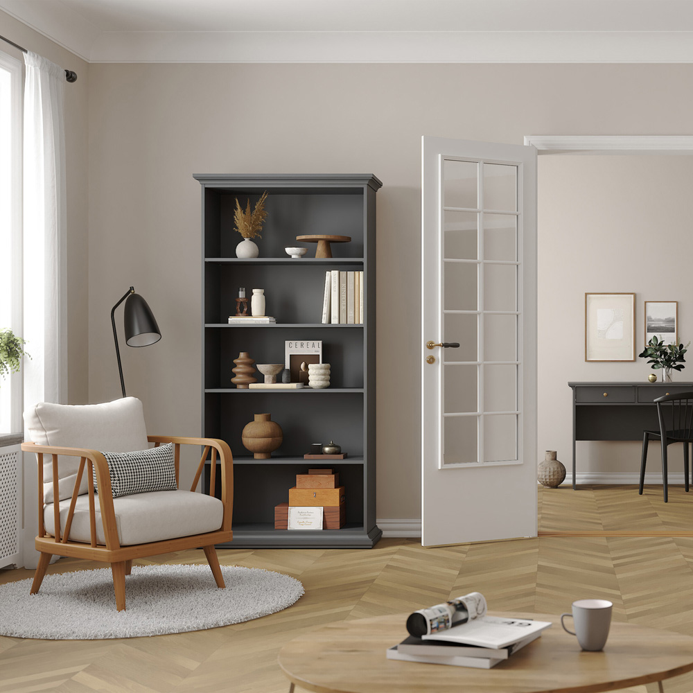 Florence Paris 5 Shelf Matt Grey Tall Bookcase Image 6