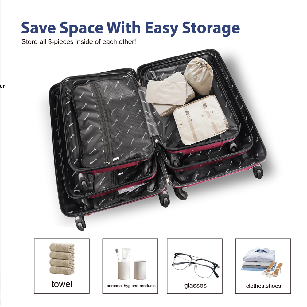 Groundlevel Infinity Set of 3 Pink Luggage Suitcase Image 2