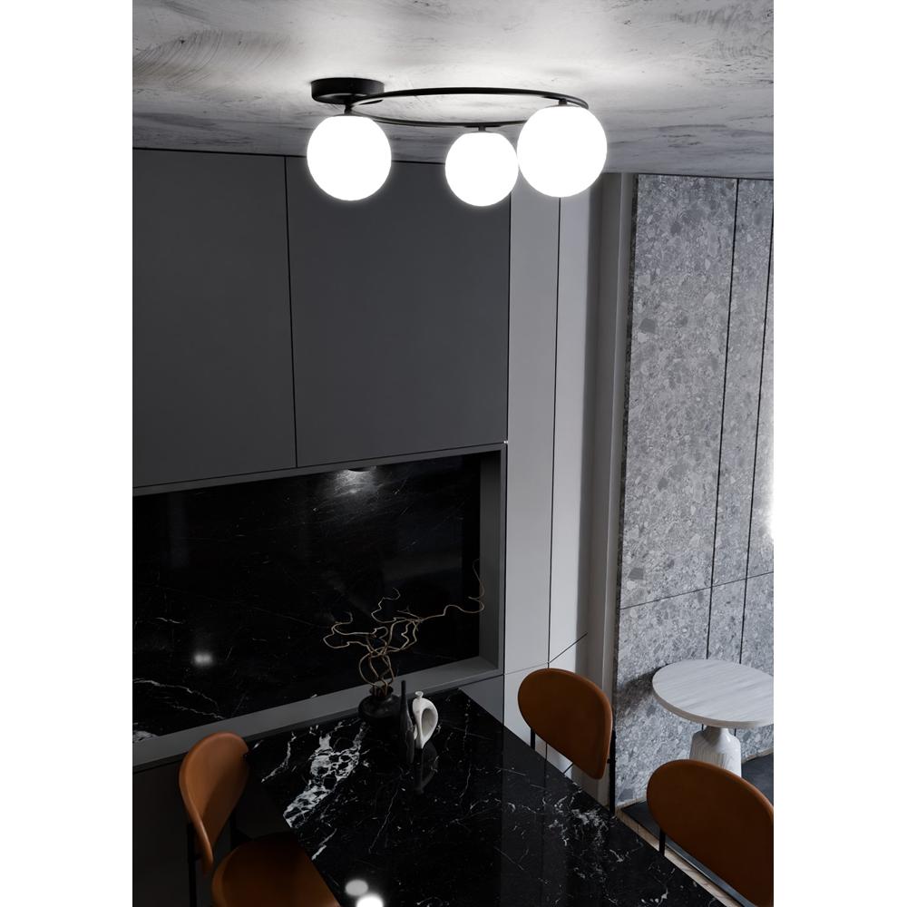 Emibig Sopra 3 Light White Shade Black E14 Ceiling Light Image 7