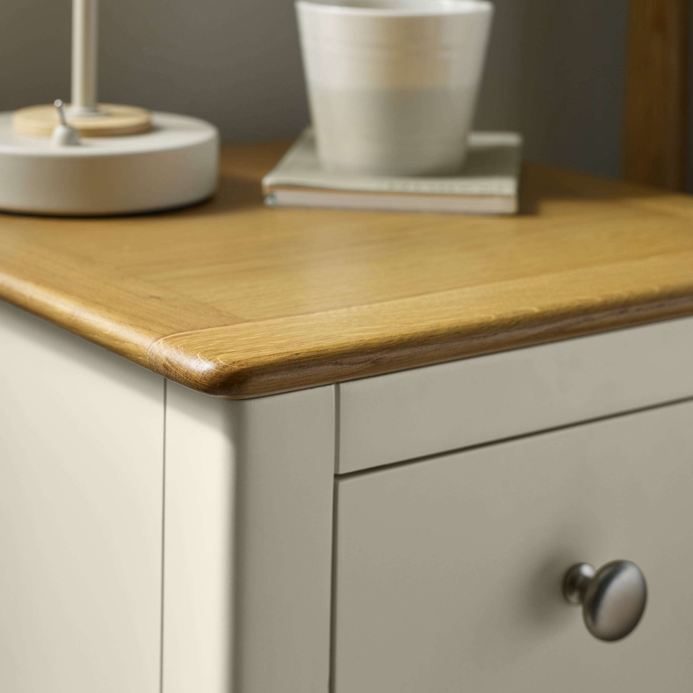 Julian Bowen Somerset 3 Drawer Truffle Grey and Oak Compact Bedside Table Image 6