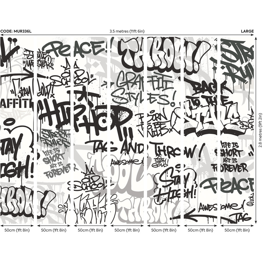 Origin Murals Mono Graffiti Wall Mural Image 3