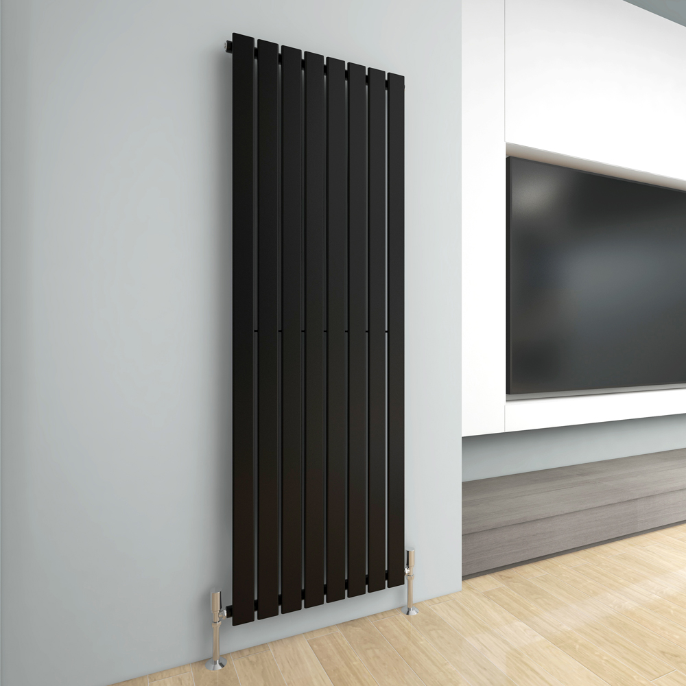 Black 4381 BTU Single Flat Panel Vertical Column Radiator 1800 x 544mm Image 2