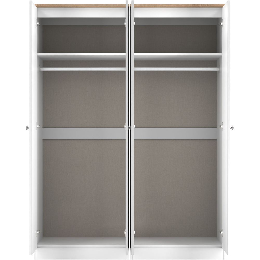 Crowndale Sussex 4 Door White Ash and Bardolino Oak Tall Mirror Wardrobe Ready Assembled Image 6