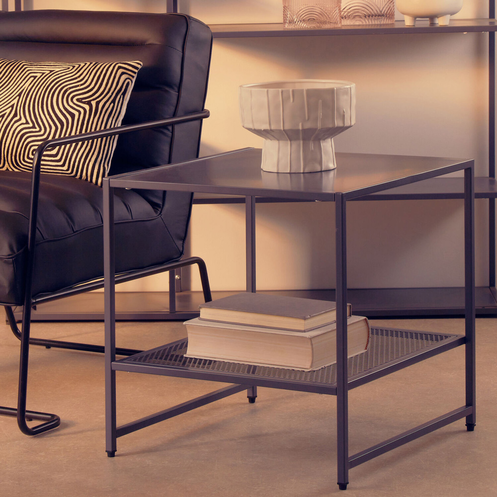 Premier Housewares Single Shelf Grey Metal Side Table Image 5
